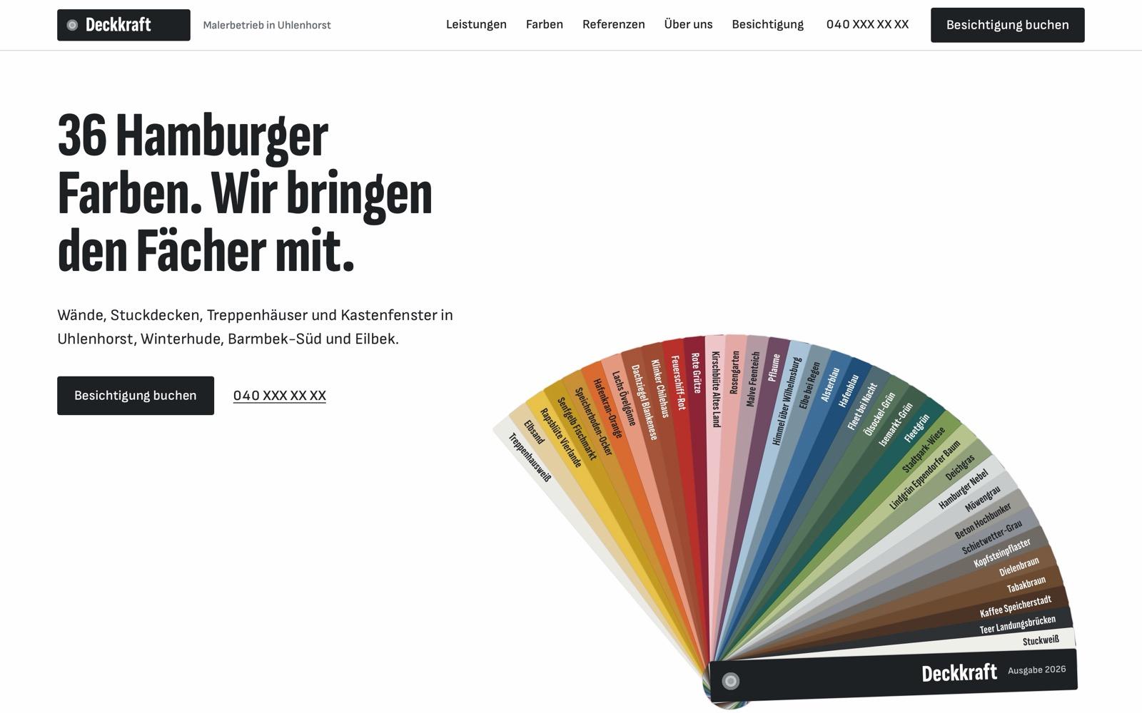 Startseite der Beispiel-Website Deckkraft Malerbetrieb