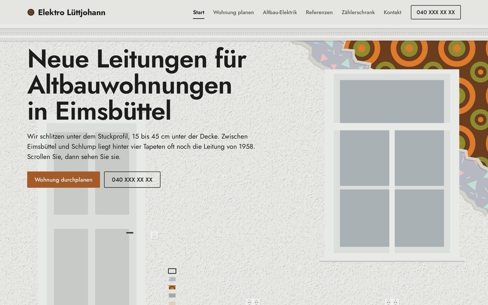 Startseite der Beispiel-Website Elektro Lüttjohann