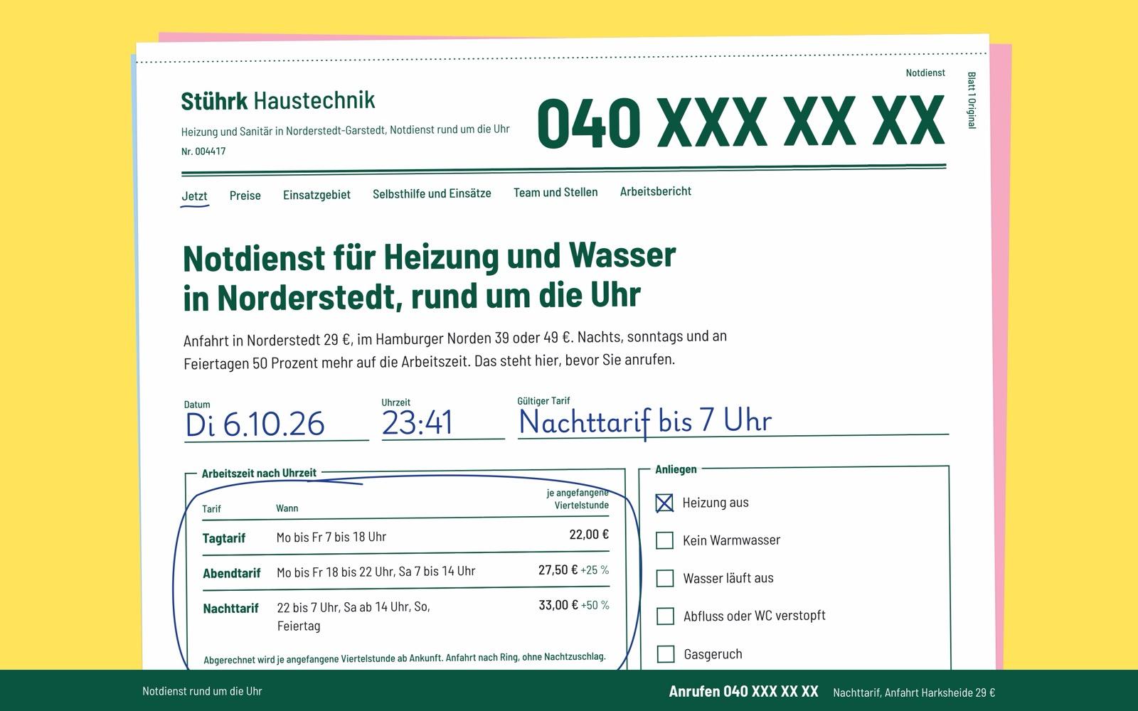 Startseite der Beispiel-Website Stührk Haustechnik